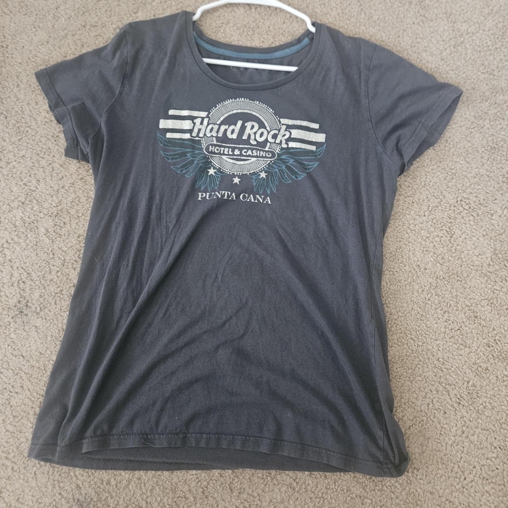 Hard Rock Cafe Charcoal Tee with Blue Accents